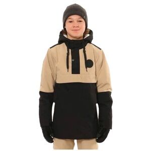 NWT XTM RILEY SKI ANORAK pullover OATMEAL & Black Side zip / hood size 10 years